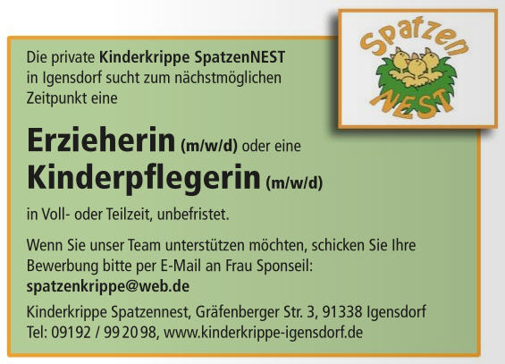 Stellenanzeige SpatzenNEST